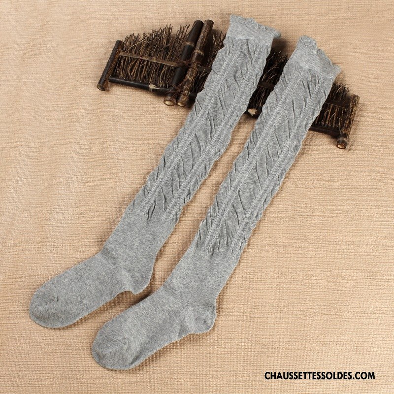 Chaussettes Longues Femme Le Nouveau Élève L'automne Hiver Milieu Gris
