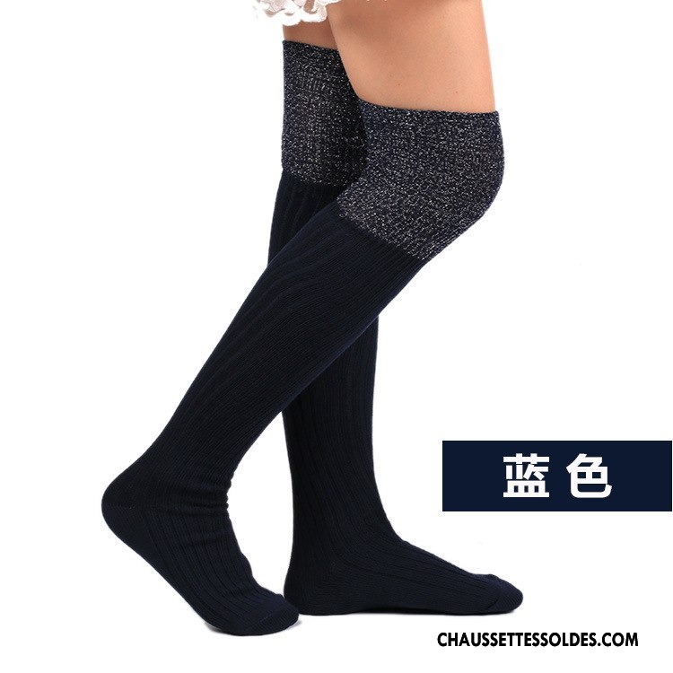 Chaussettes Longues Femme Le Nouveau Élève Long Stock Hiver L'automne Chaussette De Noël Marron Argent