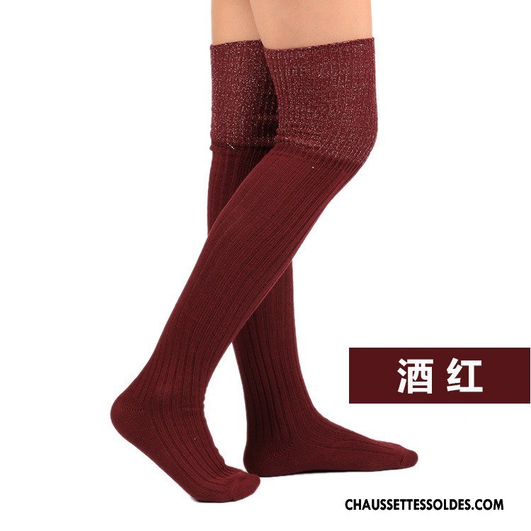 Chaussettes Longues Femme Le Nouveau Élève Long Stock Hiver L'automne Chaussette De Noël Marron Argent