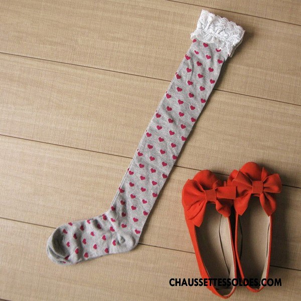 Chaussettes Longues Femme Leggings Haute Mode Dentelle Élève Fille Blanc