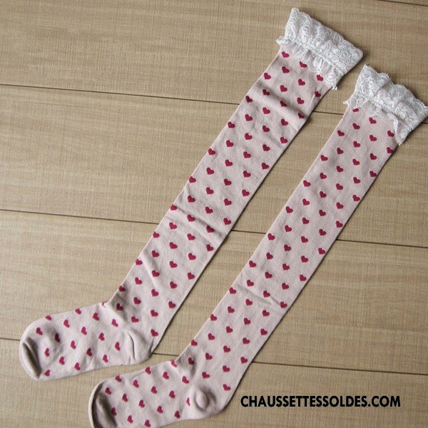 Chaussettes Longues Femme Leggings Haute Mode Dentelle Élève Fille Blanc
