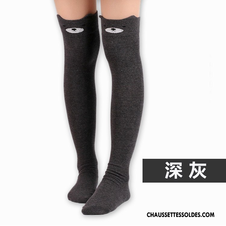 Chaussettes Longues Femme Leggings Mode Chat Fleurs Long Stock Charmant Bordeaux