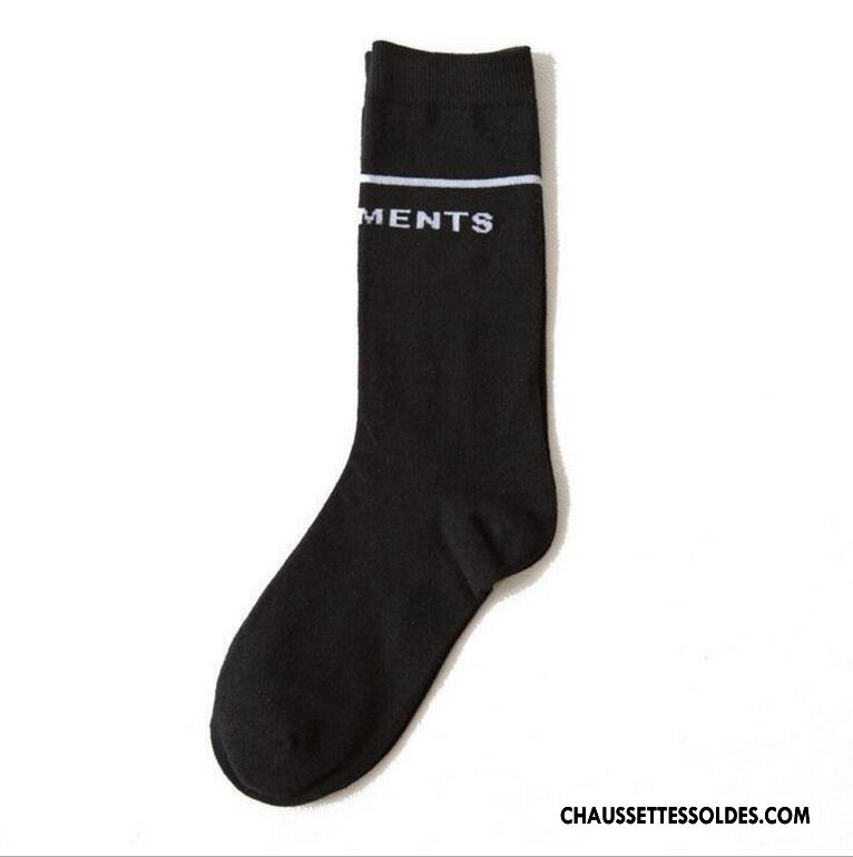 Chaussettes Longues Femme Lettre Mince Long Stock Super Star Chaussettes En Coton Noir