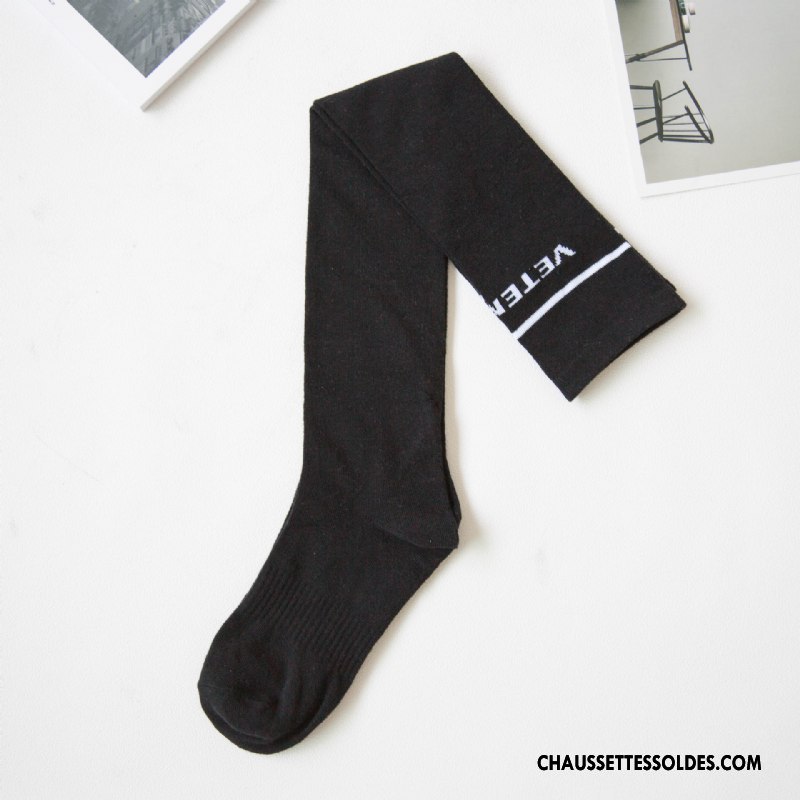 Chaussettes Longues Femme Lettre Mince Long Stock Super Star Chaussettes En Coton Noir