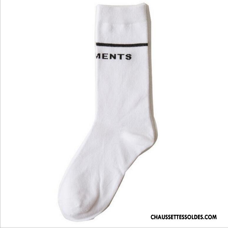 Chaussettes Longues Femme Lettre Mince Long Stock Super Star Chaussettes En Coton Noir