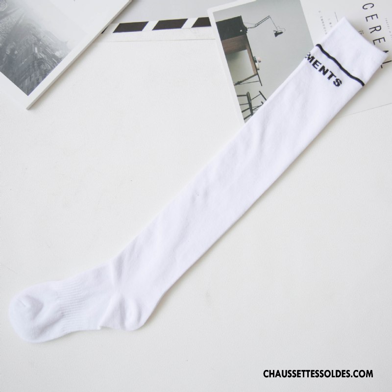 Chaussettes Longues Femme Lettre Mince Long Stock Super Star Chaussettes En Coton Noir