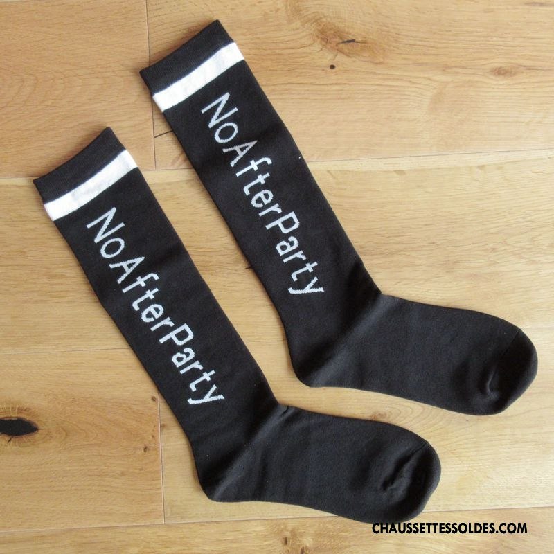 Chaussettes Longues Femme Lettre Équitation Danse De Rue Base-ball Milieu Lovers Blanc