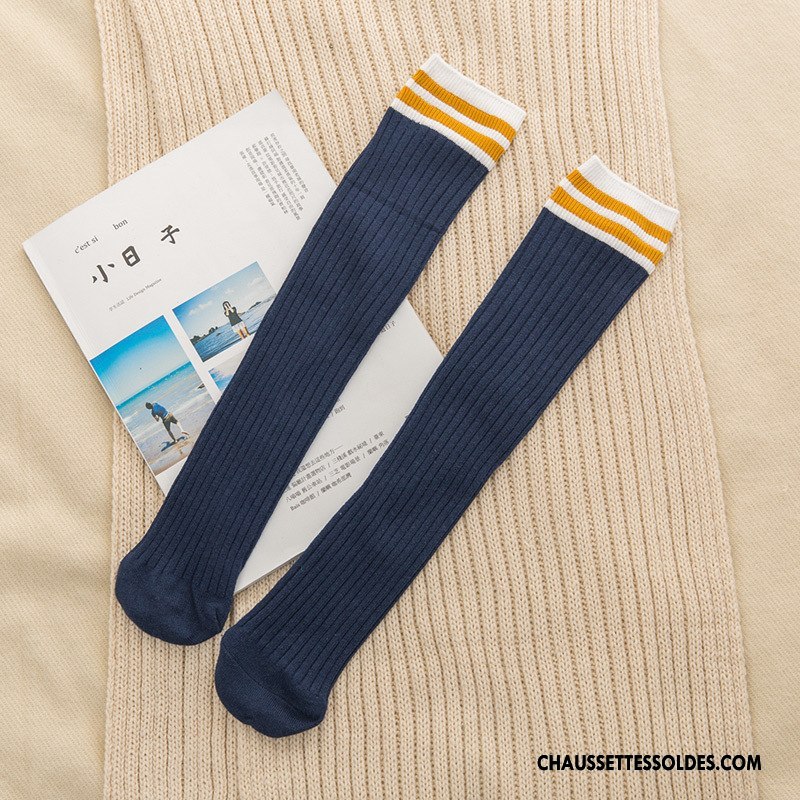 Chaussettes Longues Femme Long Stock Dame Vent D'université 100% Coton Le Nouveau Jaune