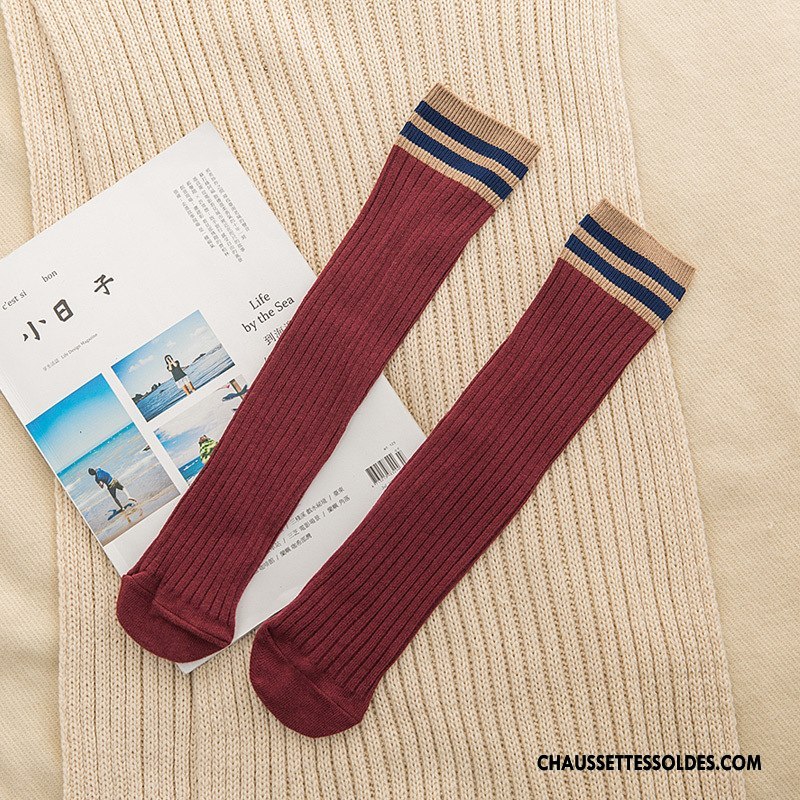 Chaussettes Longues Femme Long Stock Dame Vent D'université 100% Coton Le Nouveau Jaune