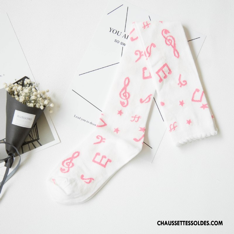 Chaussettes Longues Femme Long Stock Fille Élève Charme Danse Chaussettes En Coton Blanc