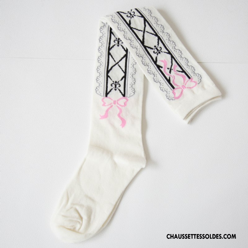 Chaussettes Longues Femme Long Stock Fille Élève Charme Danse Chaussettes En Coton Blanc