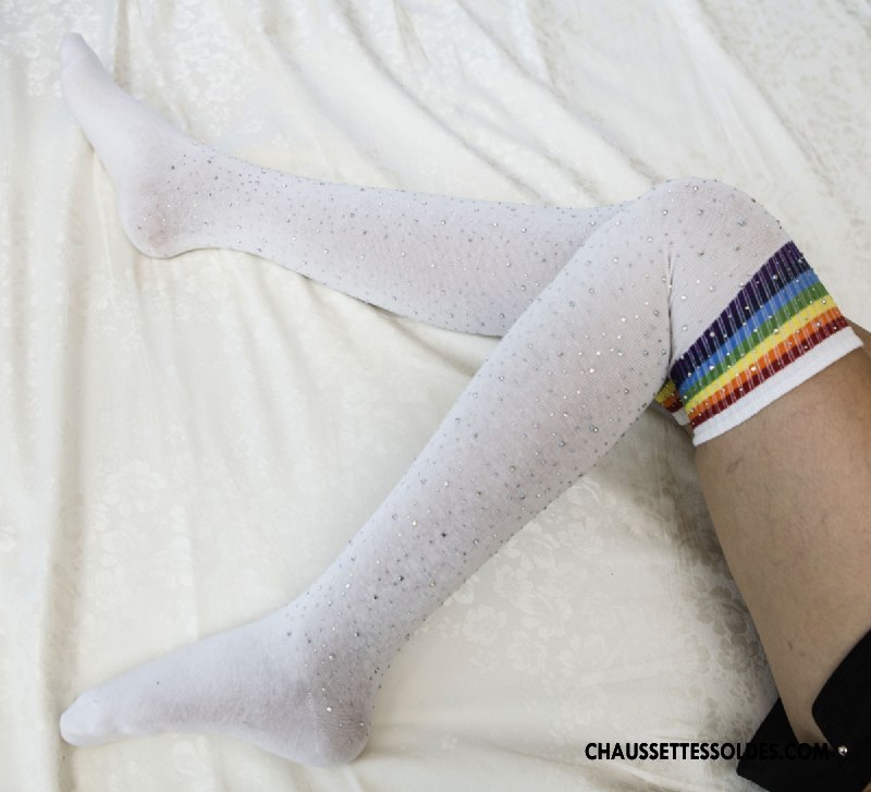 Chaussettes Longues Femme Long Stock Gros Collant Panty Réseau Milieu Grille Noir