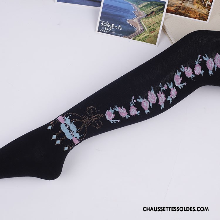 Chaussettes Longues Femme Long Stock Haute Fille Charme Chaussettes En Coton Blanc