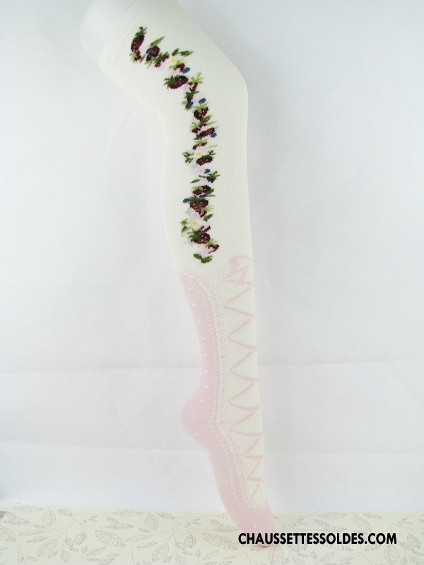 Chaussettes Longues Femme Long Stock Haute Fille Charme Chaussettes En Coton Blanc