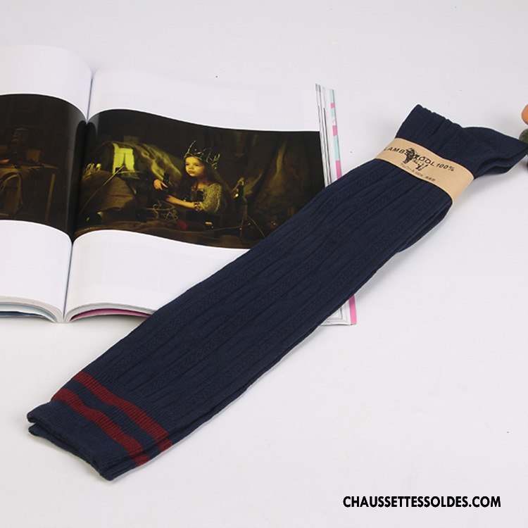 Chaussettes Longues Femme Long Stock Haute Fleurs 100% Coton Mode Bleu