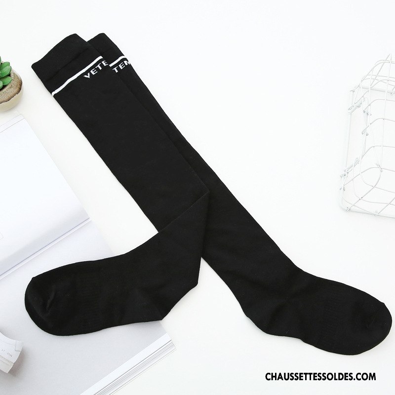 Chaussettes Longues Femme Long Stock Milieu Été Coton Le Nouveau Noir