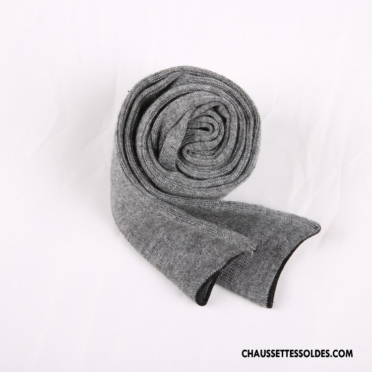 Chaussettes Longues Femme Légèrement Haute Hiver Thermiques Mince Velours De Laine Gris