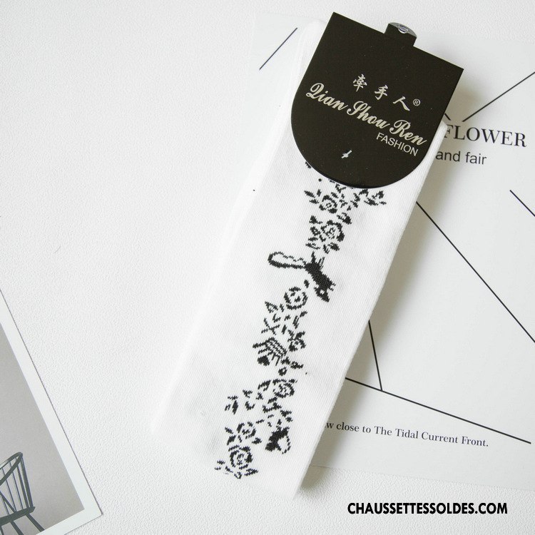 Chaussettes Longues Femme Marque Chaussettes En Coton Nouvelles Arrivées Long Stock 100% Coton Printemps Blanc
