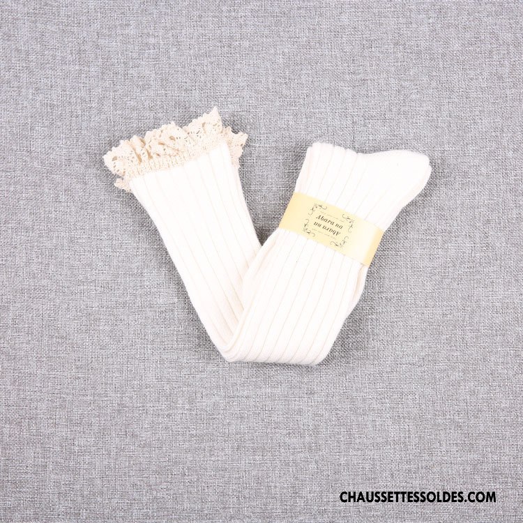 Chaussettes Longues Femme Milieu Dentelle Europe Rétro Noir