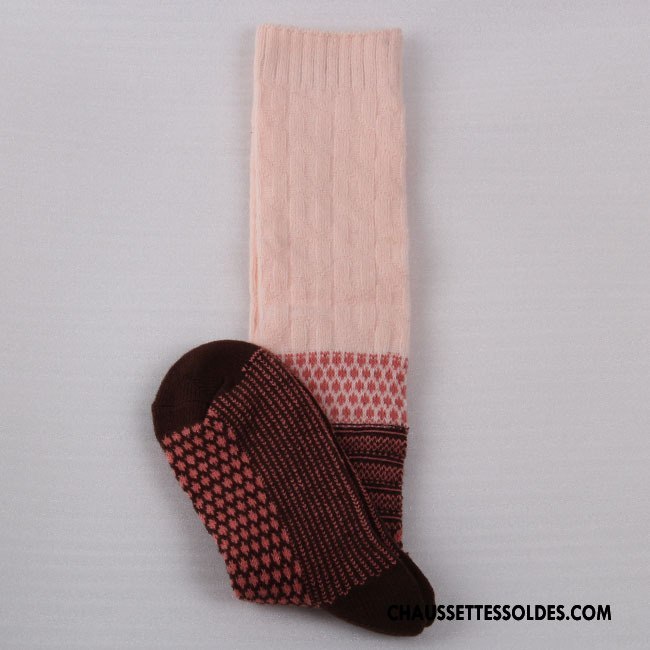 Chaussettes Longues Femme Milieu Hiver Thermiques Des Chaussettes En Laine Le Nouveau Fleurs Bordeaux