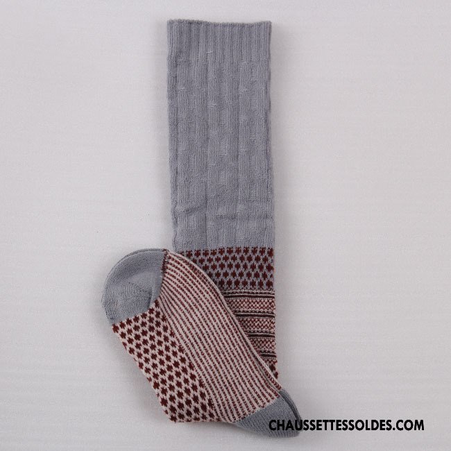 Chaussettes Longues Femme Milieu Hiver Thermiques Des Chaussettes En Laine Le Nouveau Fleurs Bordeaux