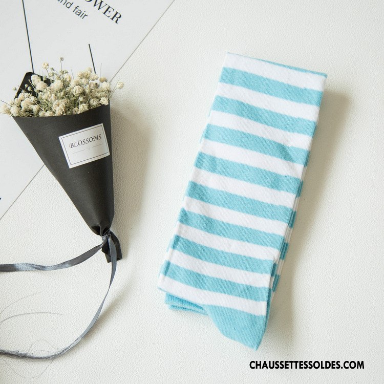 Chaussettes Longues Femme Mode 100% Coton Rayé Nouvelles Arrivées Long Stock Chaussettes En Coton Vert
