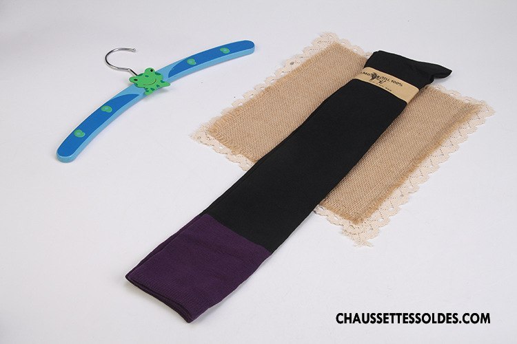 Chaussettes Longues Femme Mode Haute Dame Tous Les Assortis Mince Matelassé Couleurs Mixtes Violet
