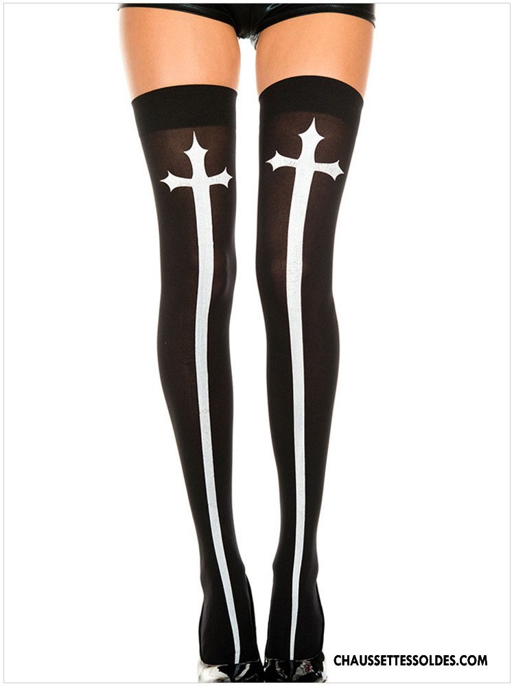 Chaussettes Longues Femme Mode Jambe Droite Sexy Chaussette De Noël Chaussette Longue Europe Impression Blanc