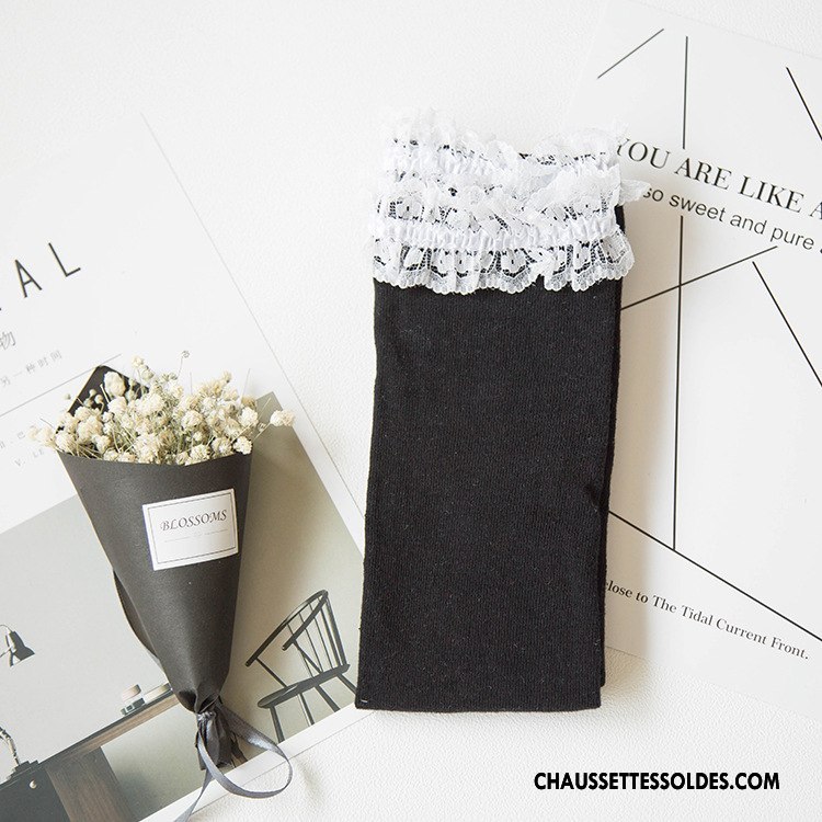 Chaussettes Longues Femme Nouvelles Arrivées Long Stock Printemps 100% Coton L'automne Gros Noir