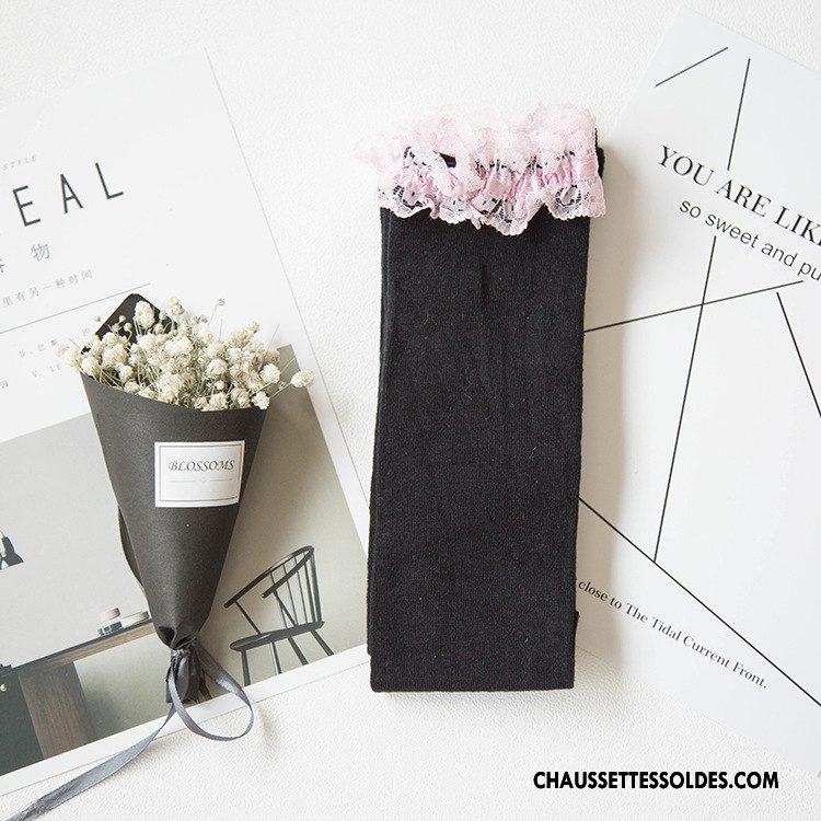 Chaussettes Longues Femme Nouvelles Arrivées Long Stock Printemps 100% Coton L'automne Gros Noir
