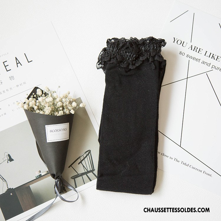 Chaussettes Longues Femme Nouvelles Arrivées Long Stock Printemps 100% Coton L'automne Gros Noir
