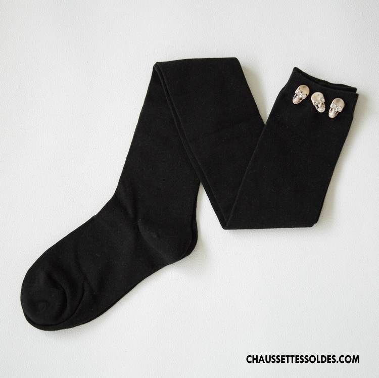 Chaussettes Longues Femme Perle Nouvelles Arrivées 100% Coton Été Printemps Chaussettes En Coton Pure Noir