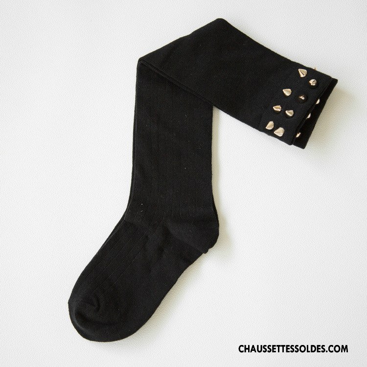 Chaussettes Longues Femme Perle Nouvelles Arrivées 100% Coton Été Printemps Chaussettes En Coton Pure Noir