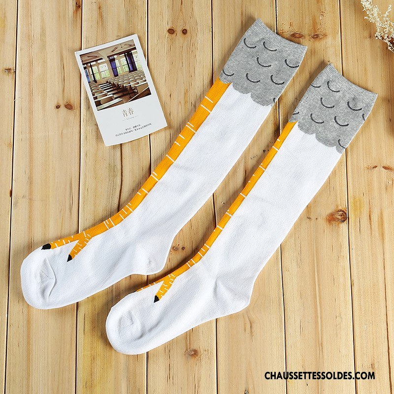 Chaussettes Longues Femme Poulet Tendance Cœur Équitation Mince Fleurs Noir