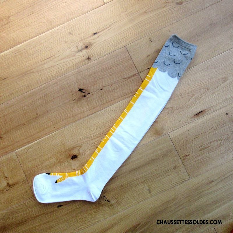 Chaussettes Longues Femme Poulet Tendance Cœur Équitation Mince Fleurs Noir