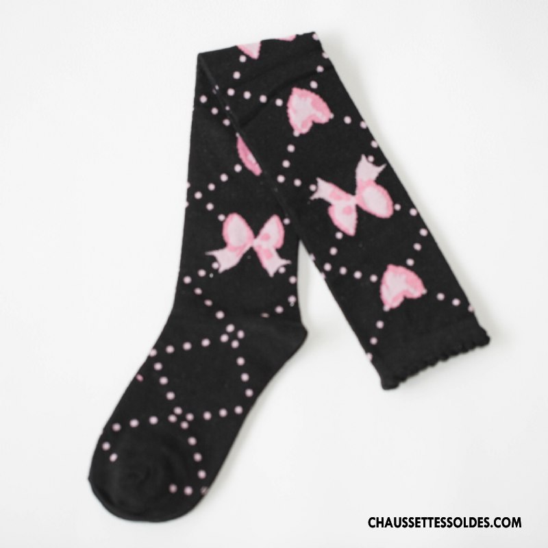 Chaussettes Longues Femme Printemps 100% Coton Nouvelles Arrivées Papillon L'automne Amour Blanc