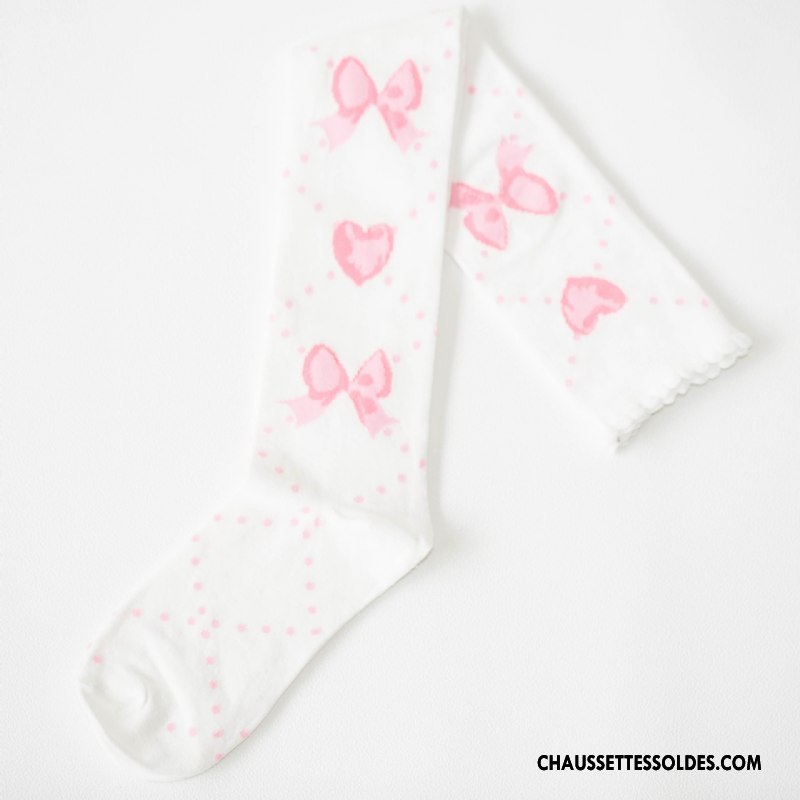 Chaussettes Longues Femme Printemps 100% Coton Nouvelles Arrivées Papillon L'automne Amour Blanc