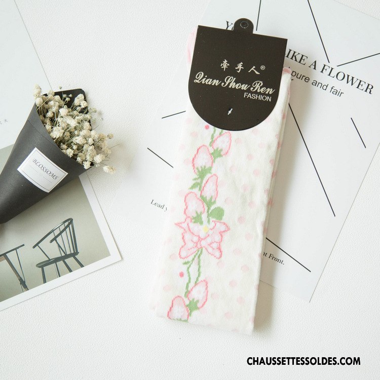Chaussettes Longues Femme Printemps Mode Nouvelles Arrivées Personnalité Fraise Long Stock Noir