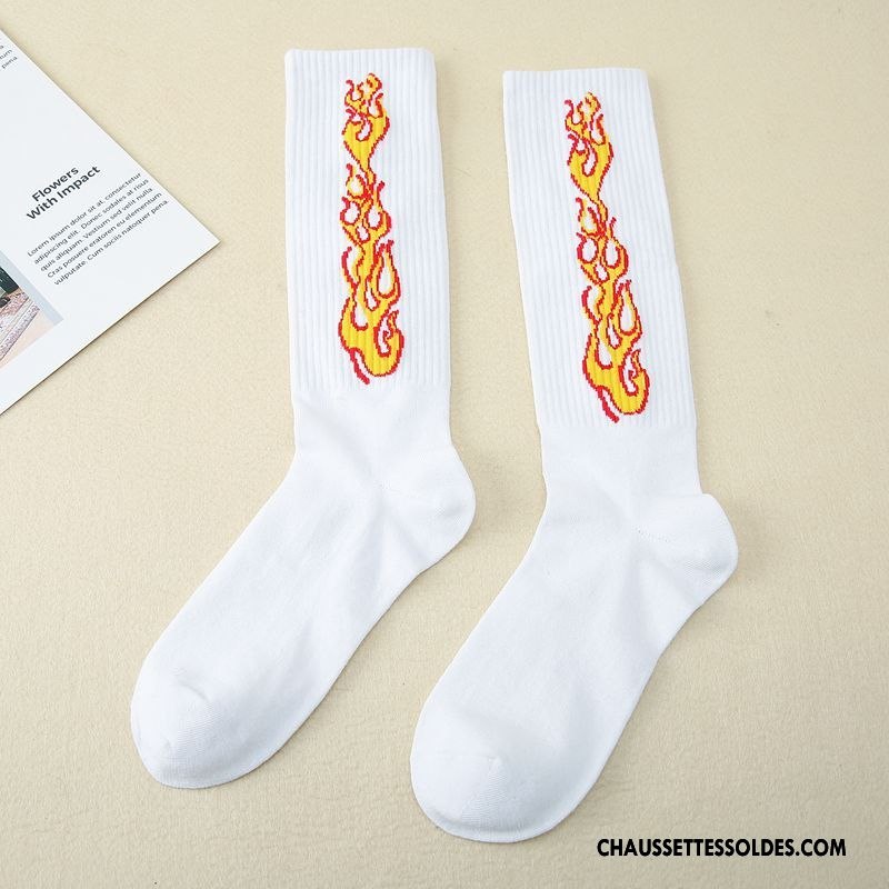 Chaussettes Longues Femme Pur Filles Milieu Chaussettes En Coton Rue Hip Hop Noir