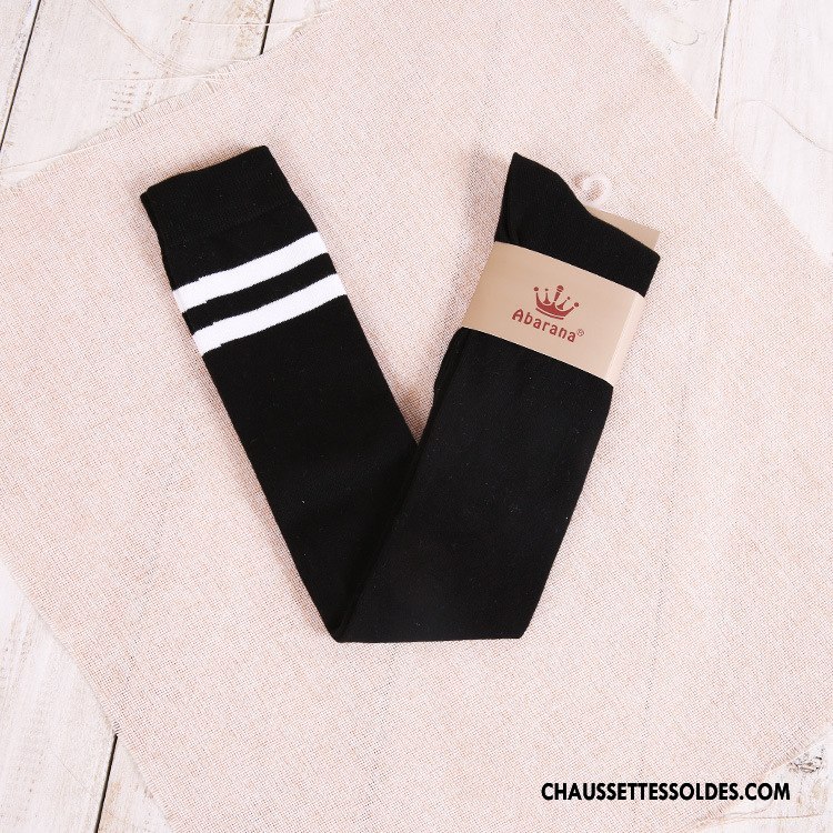 Chaussettes Longues Femme Pur Vent D'université 100% Coton Noir