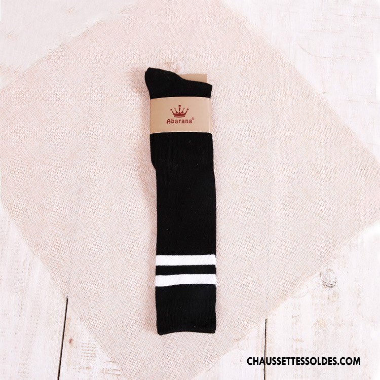 Chaussettes Longues Femme Pur Vent D'université 100% Coton Noir