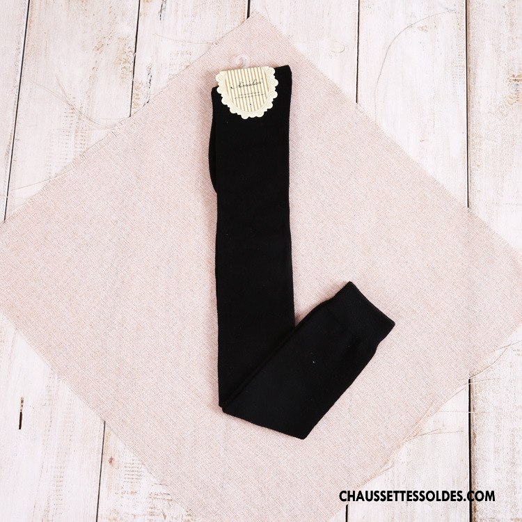 Chaussettes Longues Femme Pur Vent D'université 100% Coton Noir