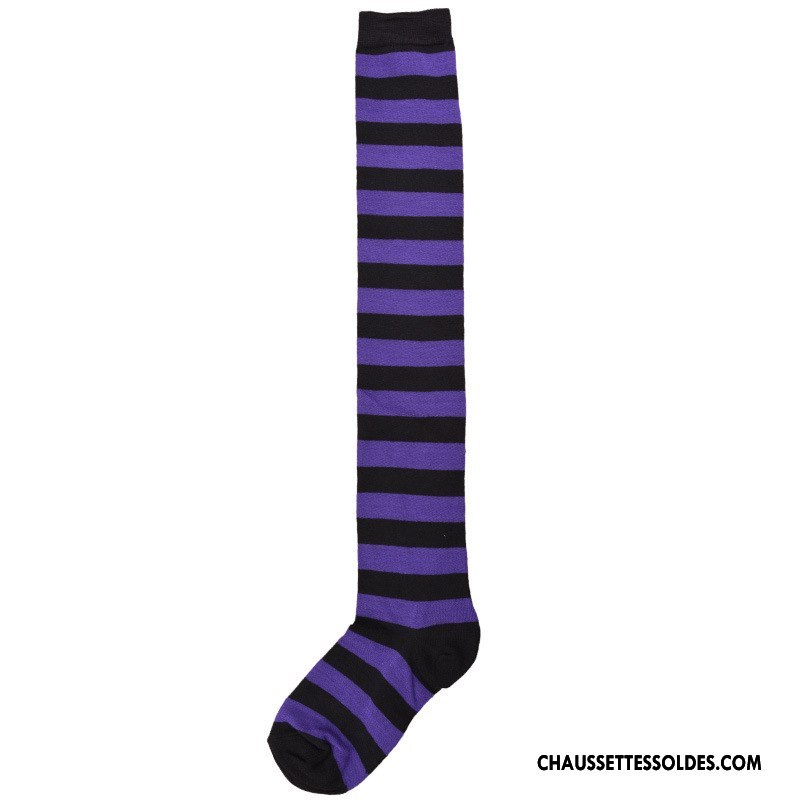 Chaussettes Longues Femme Rayé Charme Chaussettes En Coton Grande Taille Europe Arc En Ciel Coloré