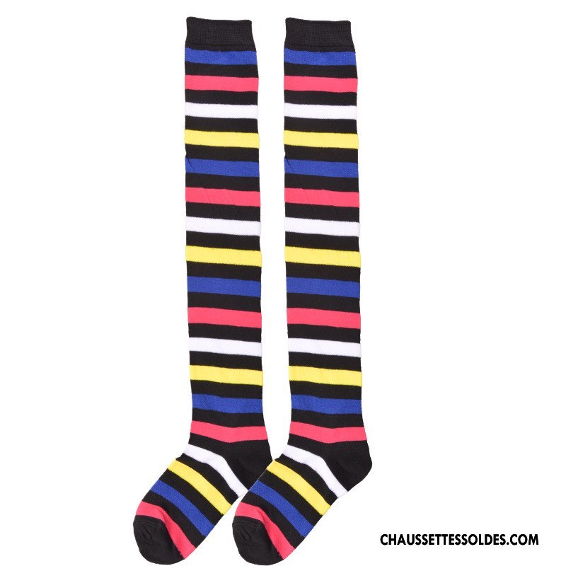 Chaussettes Longues Femme Rayé Charme Chaussettes En Coton Grande Taille Europe Arc En Ciel Coloré