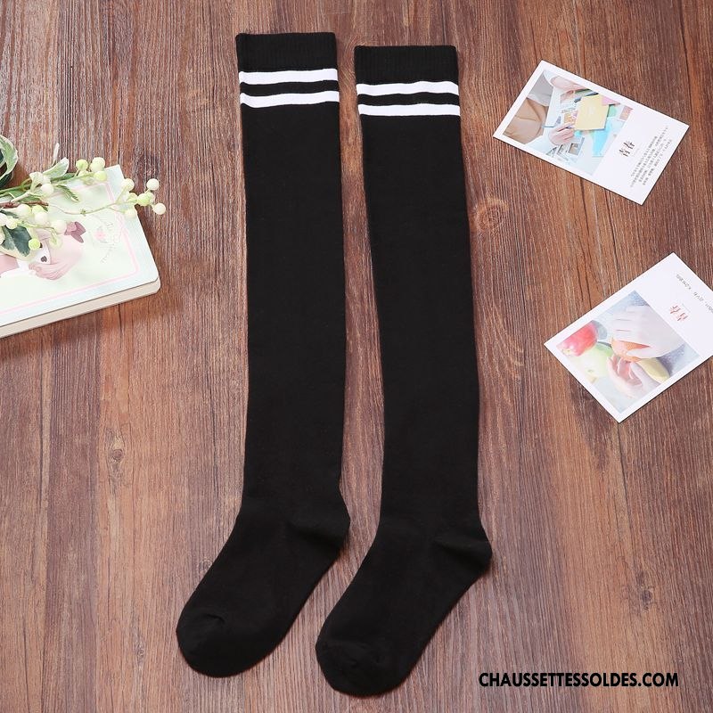 Chaussettes Longues Femme Rayé Chaussettes En Coton L'automne Mouvement Printemps Haute Jaune