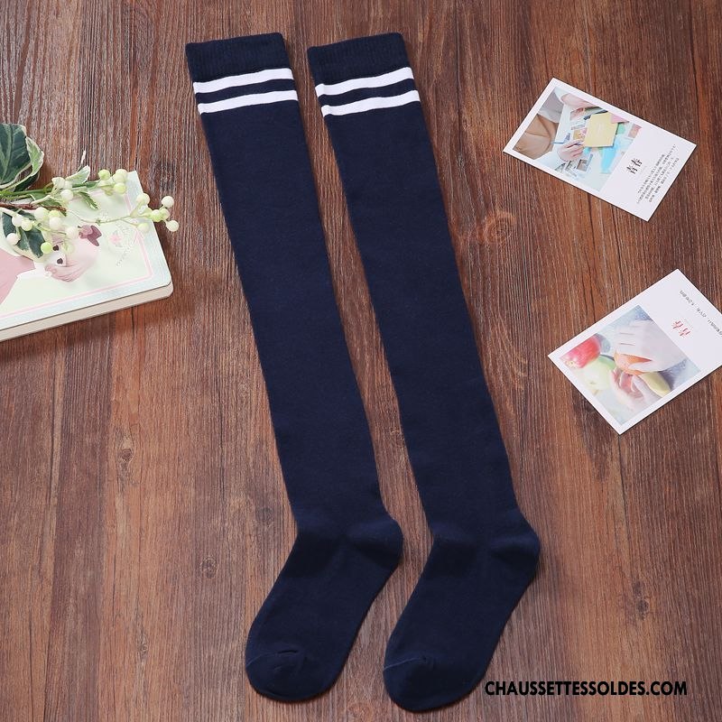 Chaussettes Longues Femme Rayé Chaussettes En Coton L'automne Mouvement Printemps Haute Jaune