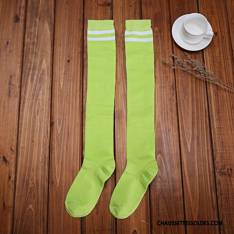 Chaussettes Longues Femme Rayé Chaussettes En Coton L'automne Mouvement Printemps Haute Jaune