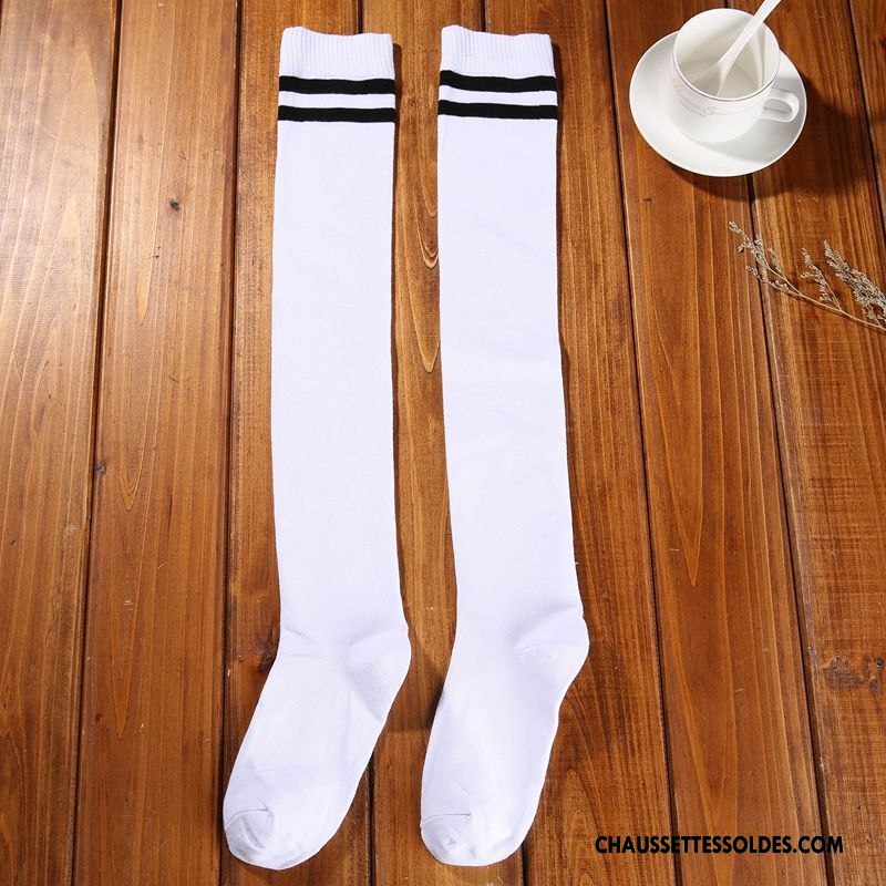 Chaussettes Longues Femme Rayé Chaussettes En Coton L'automne Mouvement Printemps Haute Jaune