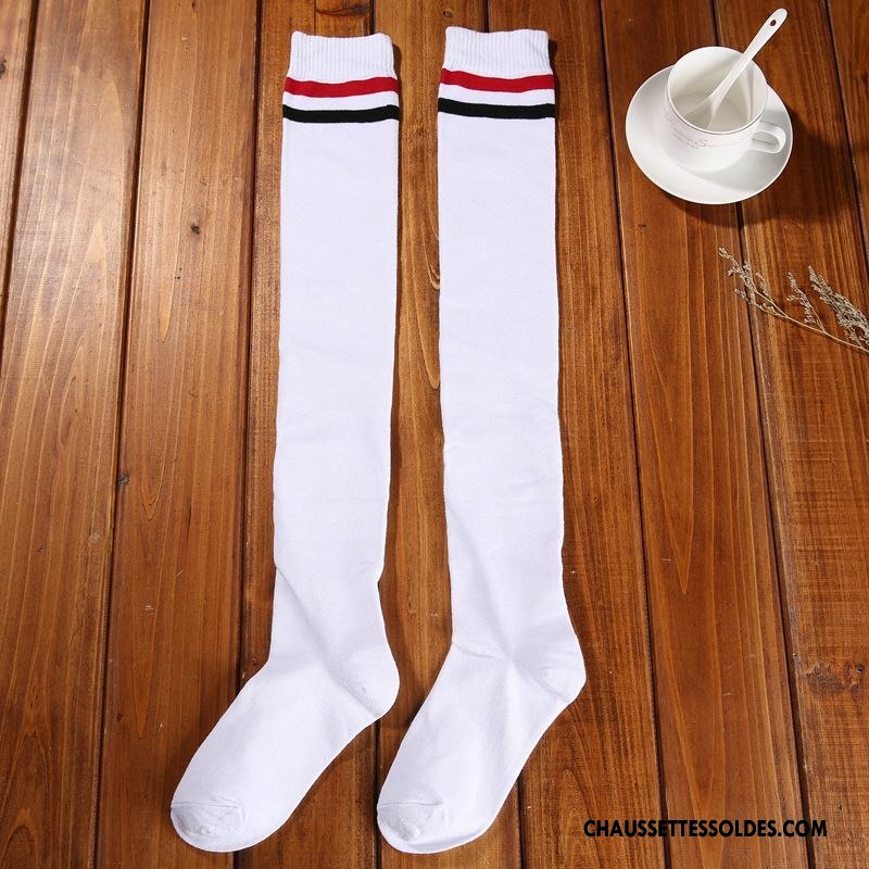 Chaussettes Longues Femme Rayé Chaussettes En Coton L'automne Mouvement Printemps Haute Jaune