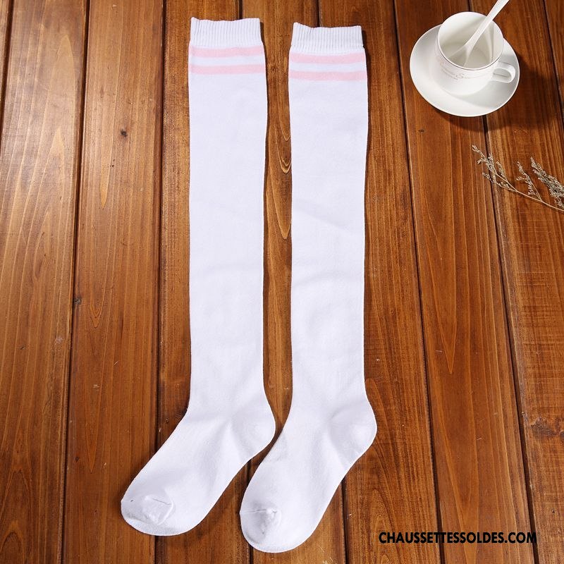 Chaussettes Longues Femme Rayé Chaussettes En Coton L'automne Mouvement Printemps Haute Jaune
